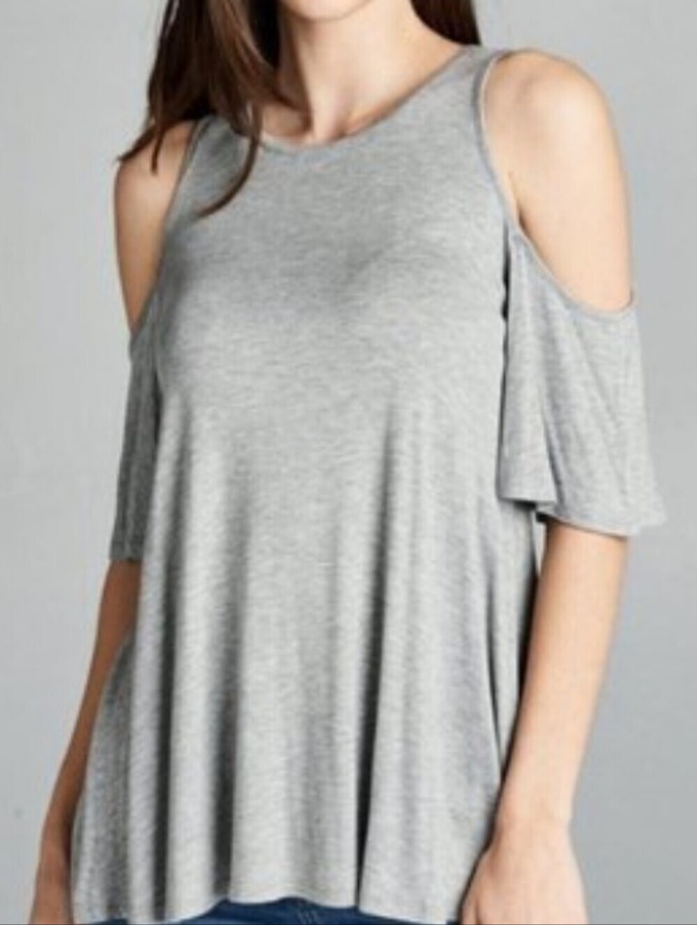 ** Zenana Outfitters Light Gray Scoop Neck Top Size Large